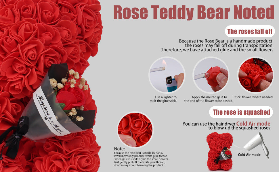 Rose Bear Preserved Fresh Flower Valentine's Day Birthday Gift