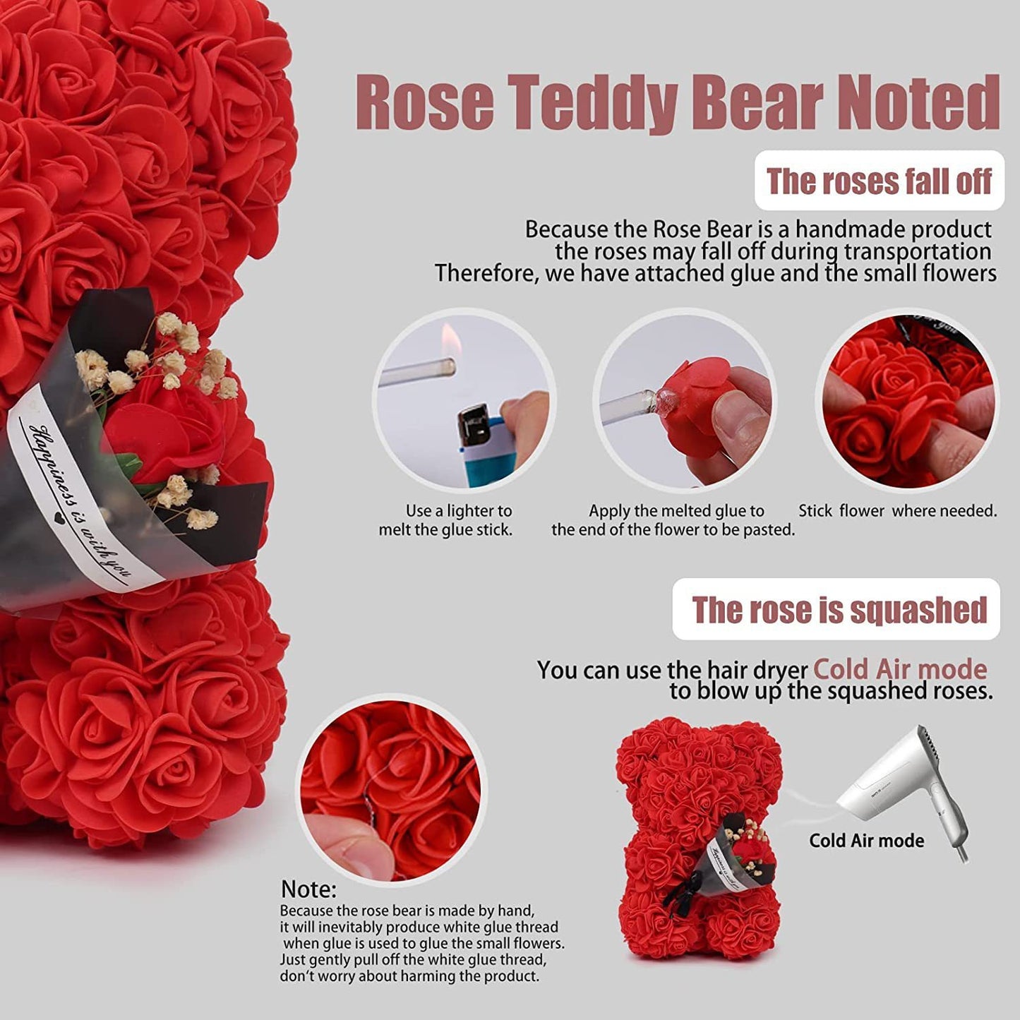 Rose Bear Preserved Fresh Flower Valentine's Day Birthday Gift